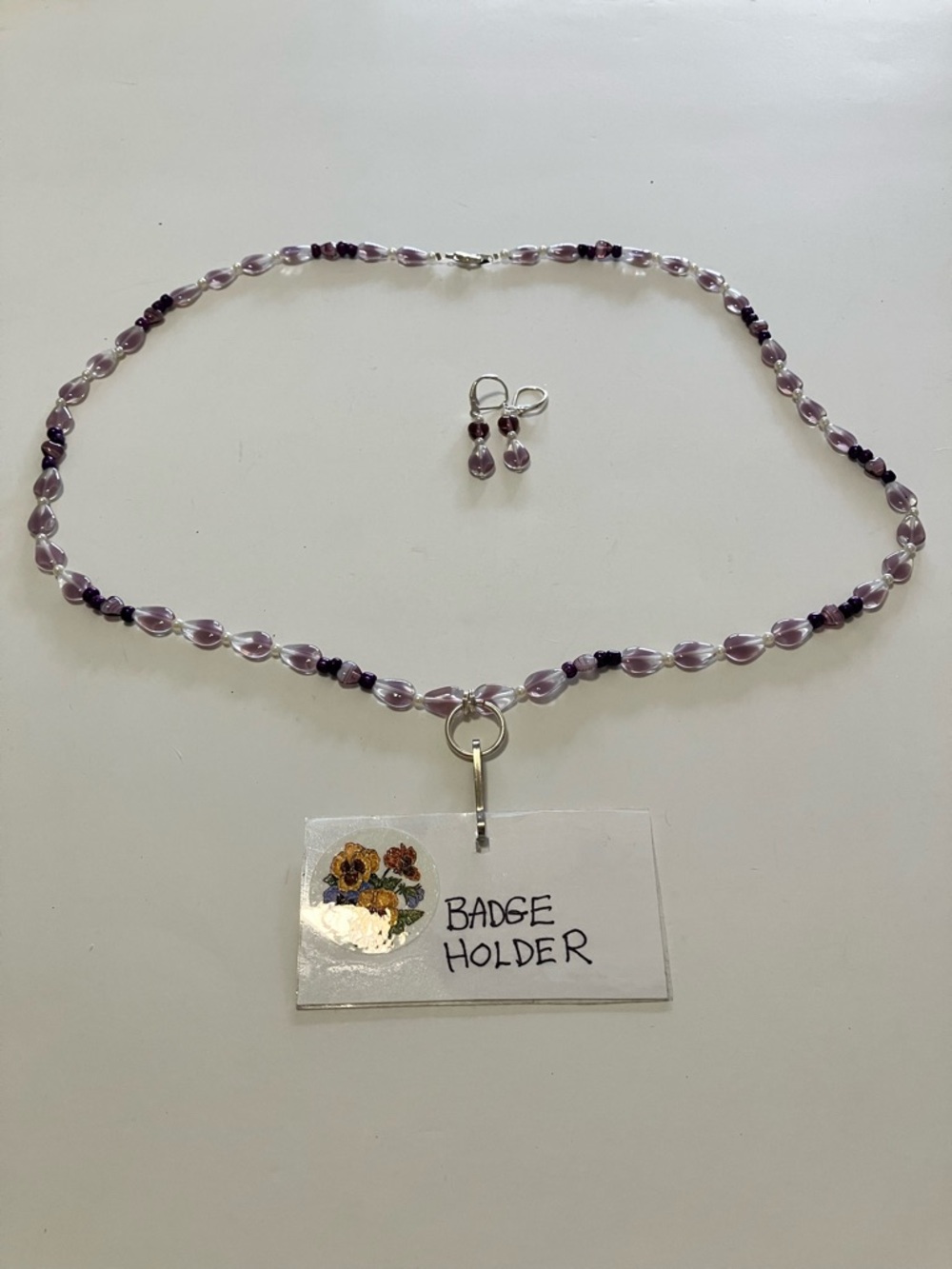 Dainty Purple Drops and Small Purple Heart Necklace and Earring Set